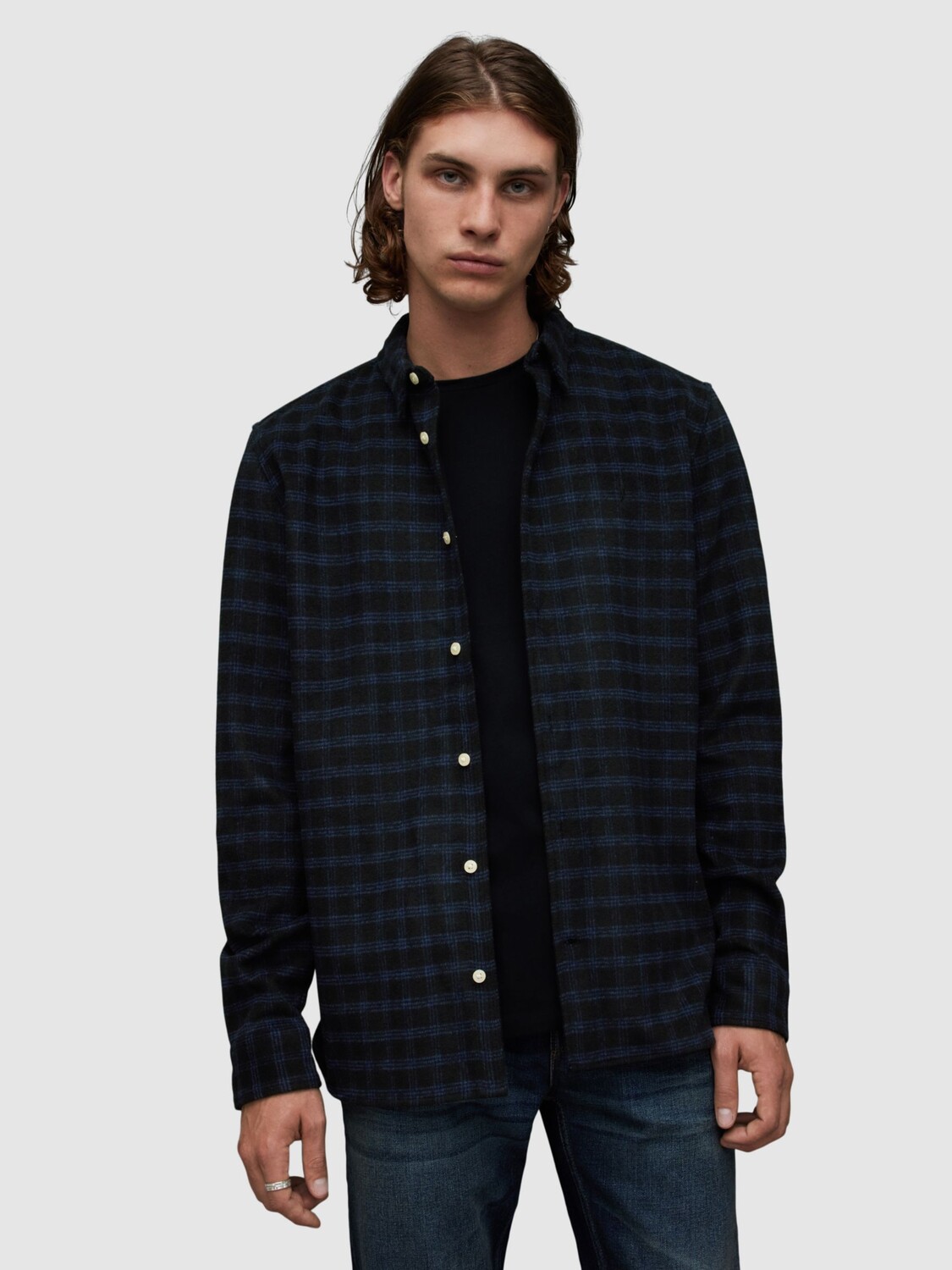 

Рубашка с длинным рукавом Воланс AllSaints, черный как смоль