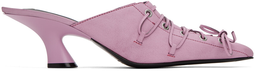 

Розовые мюли на каблуке со шнуровкой Acne Studios