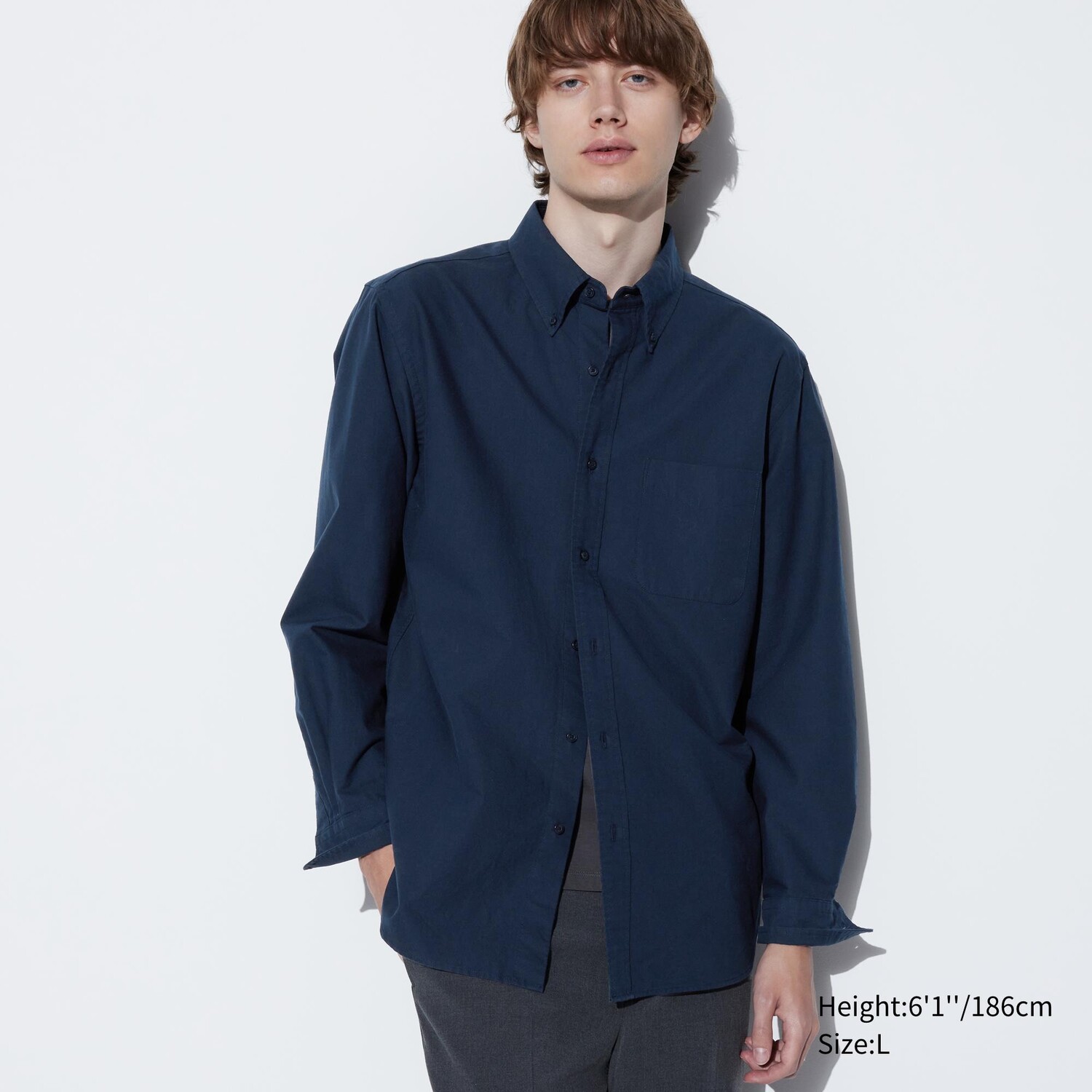 

Рубашка UNIQLO Oxford стандартного кроя, темно-синий