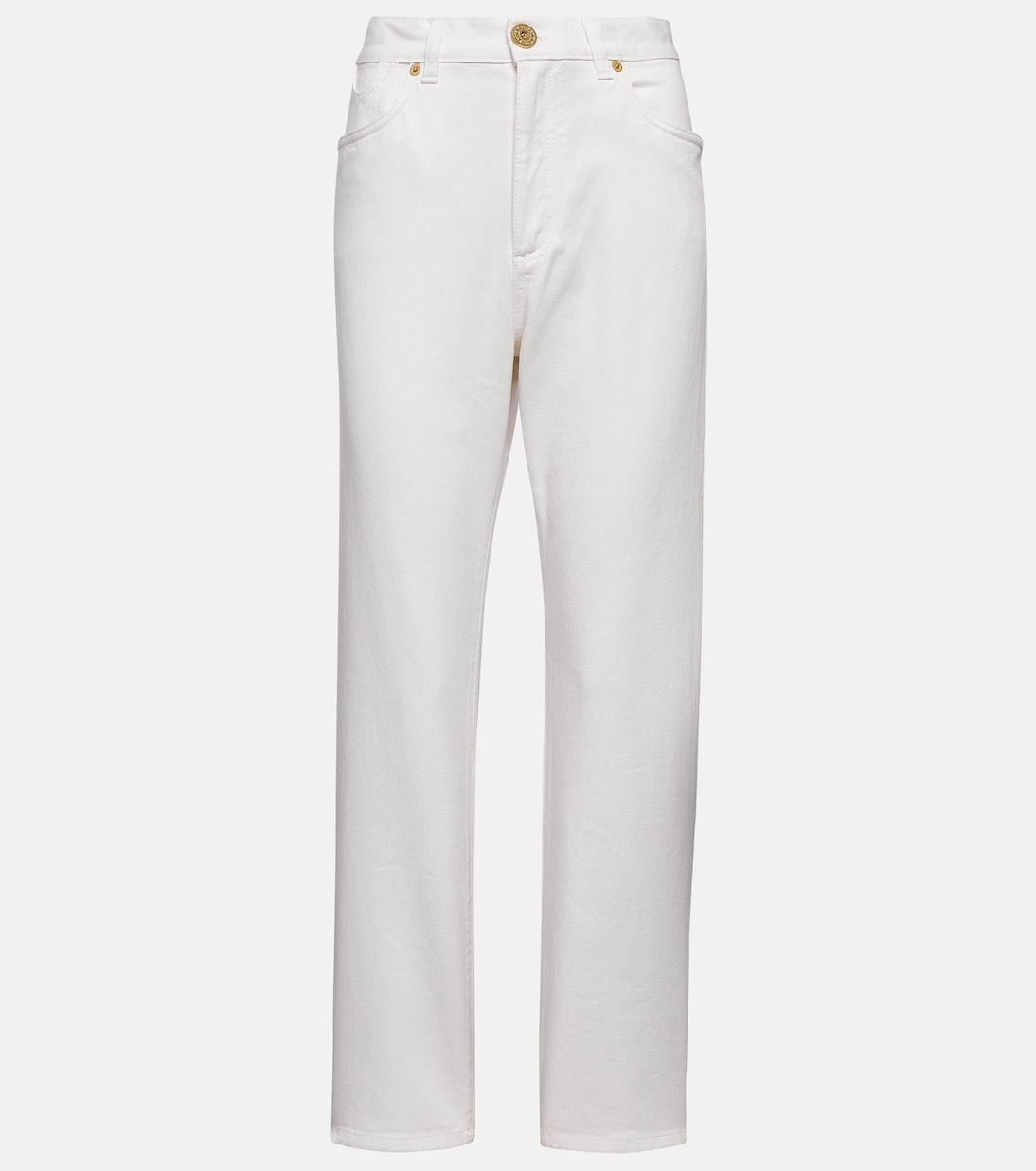 Прямые джинсы с высокой посадкой Balmain, белый