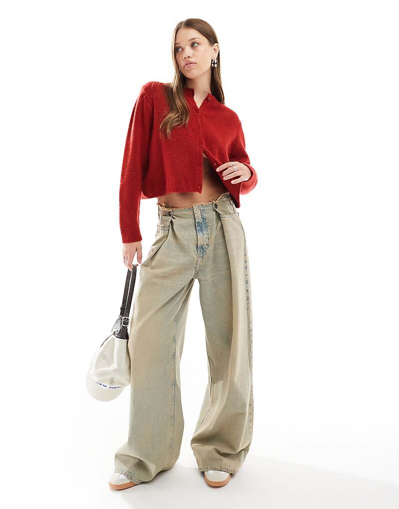 

ASOS DESIGN – красный пушистый вязаный кардиган