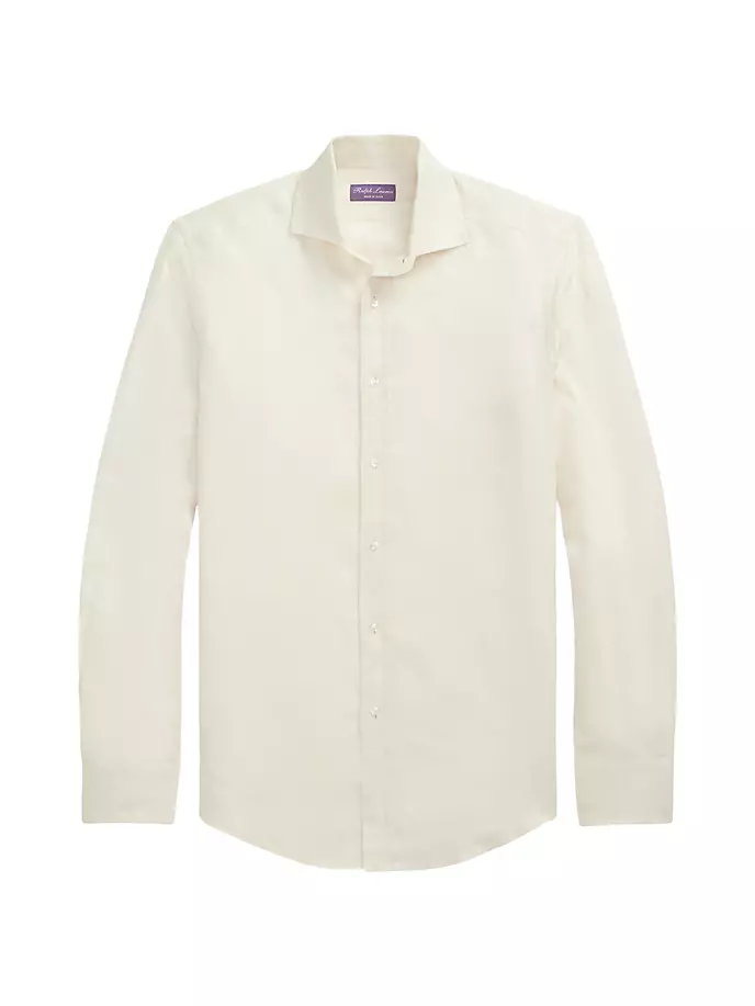 Спортивная рубашка из матового льна с длинными рукавами Ralph Lauren Purple Label, цвет cream