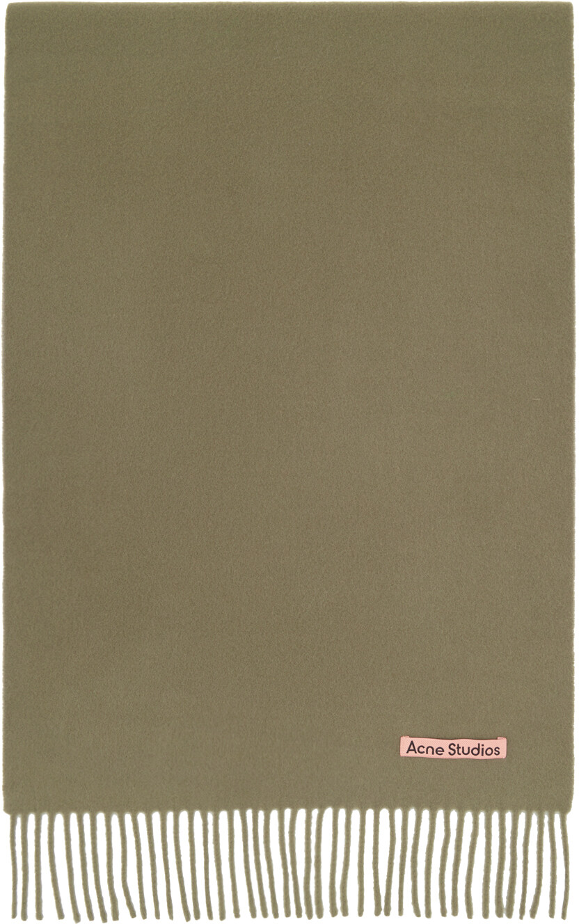 

Зеленый узкий шарф с бахромой Acne Studios, цвет Khaki green