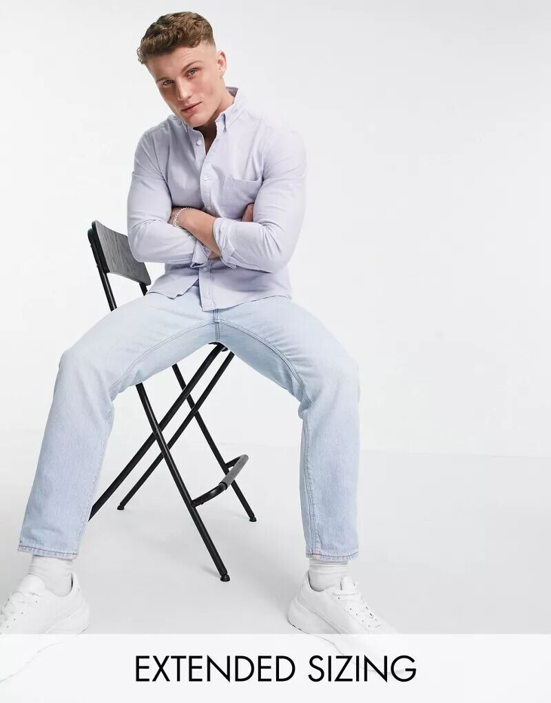 

Голубая оксфордская рубашка узкого кроя ASOS