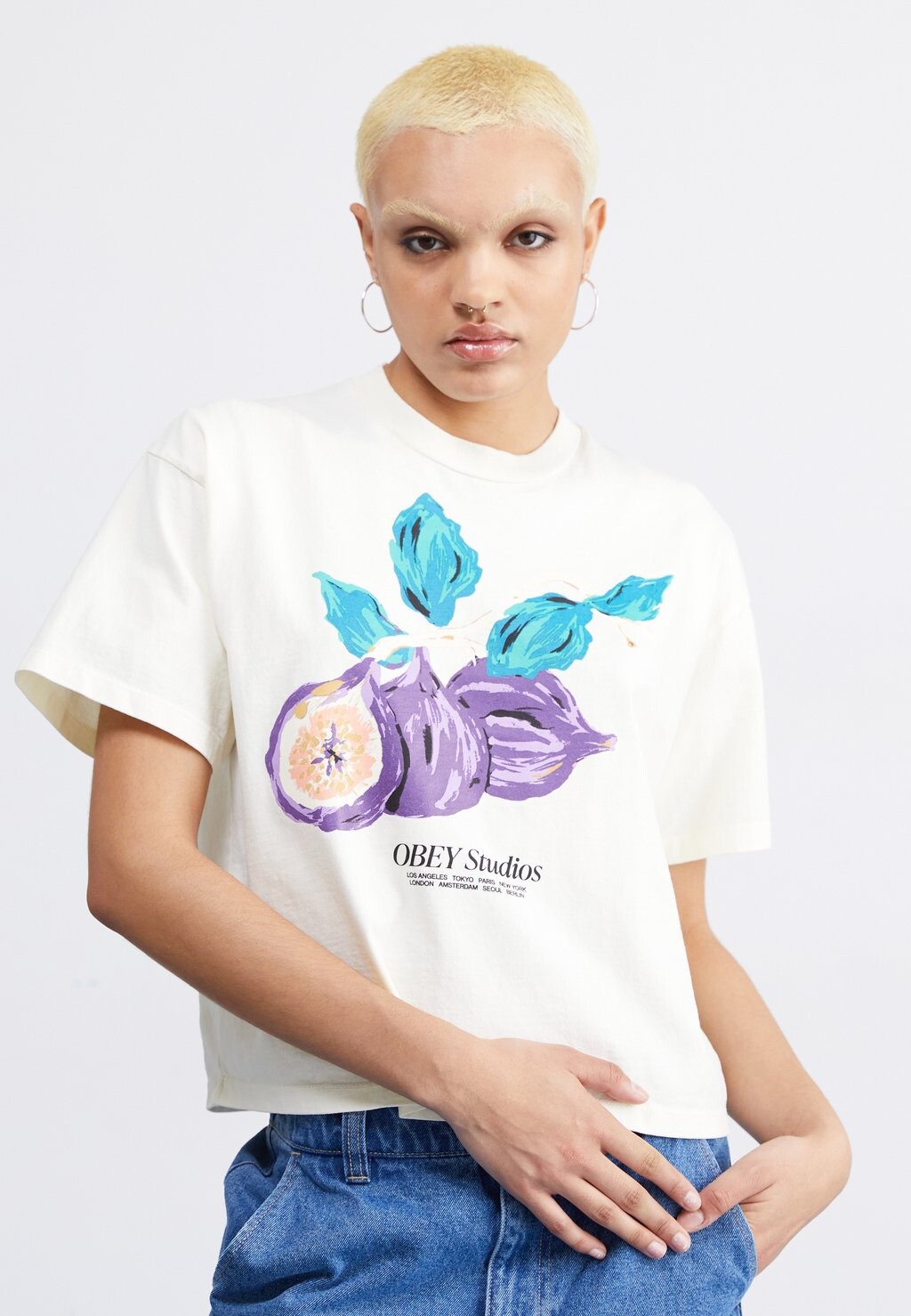 

Футболка с принтом FOOD FOR YOUR MIND Obey Clothing, цвет off-white