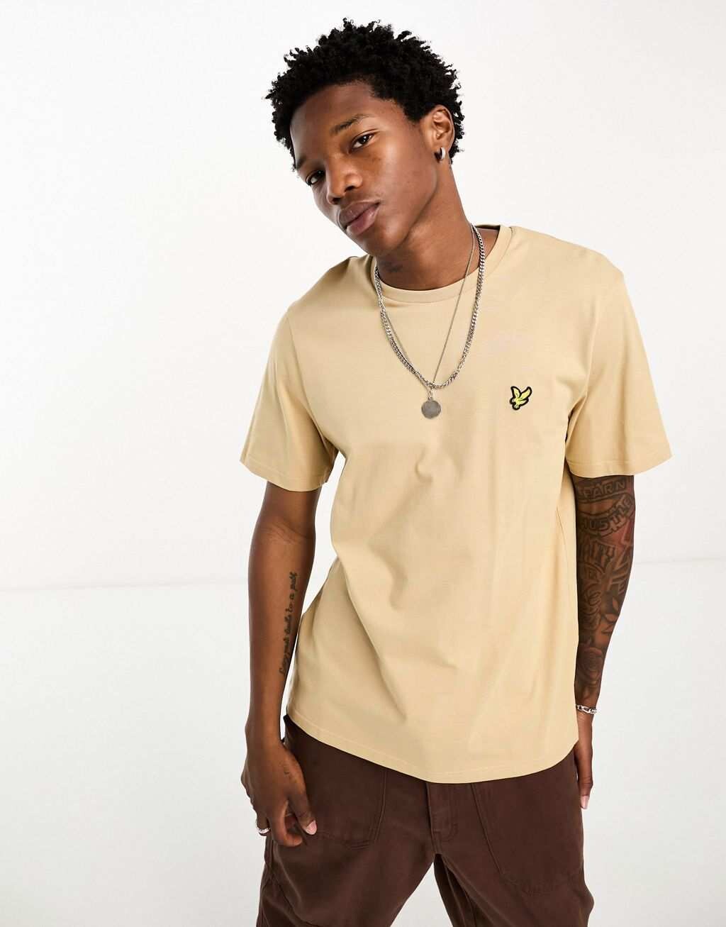 

Бежевая футболка с логотипом Lyle & Scott, Бежевый