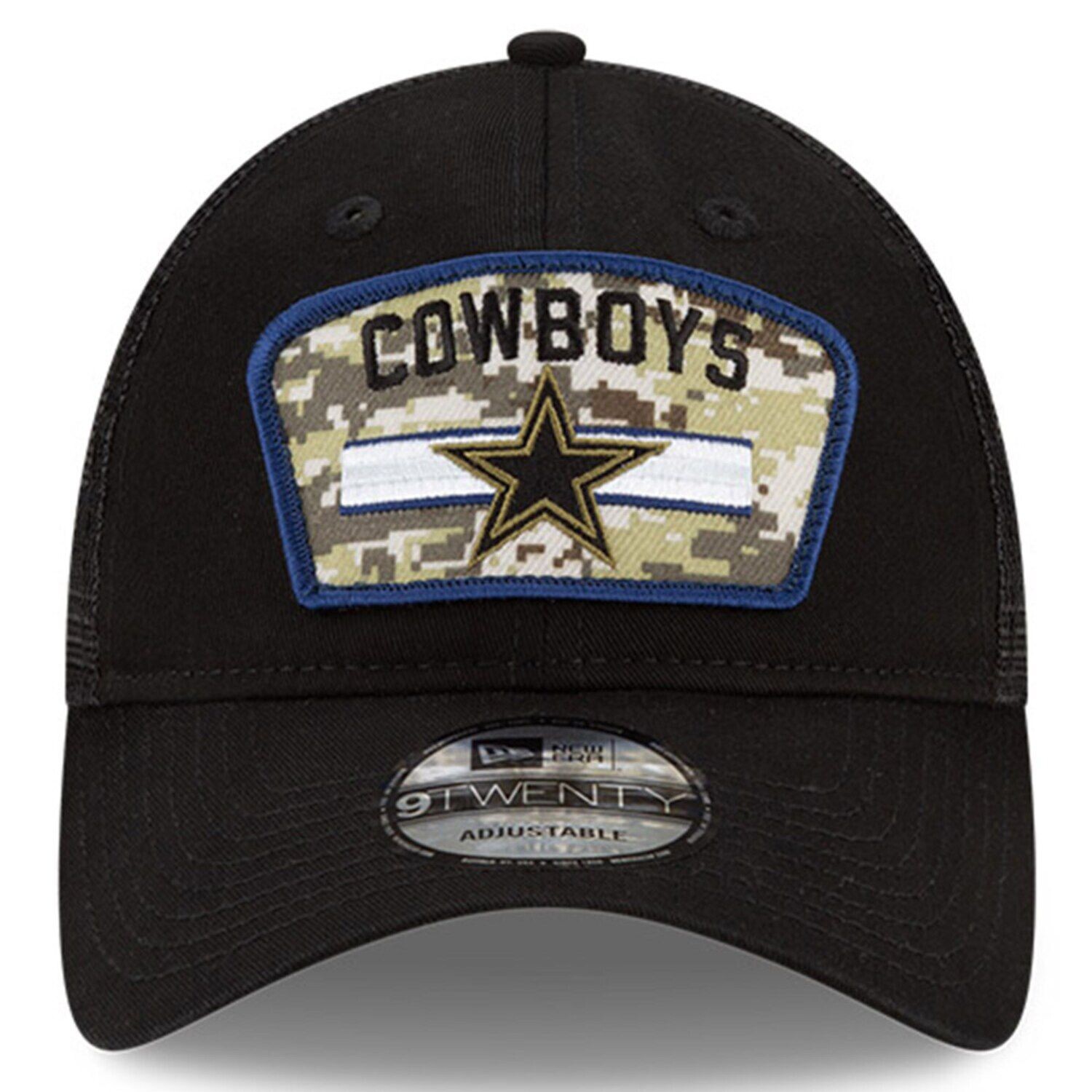 

Мужская регулируемая кепка New Era Black Dallas Cowboys 2021 Salute To Service Trucker 9TWENTY