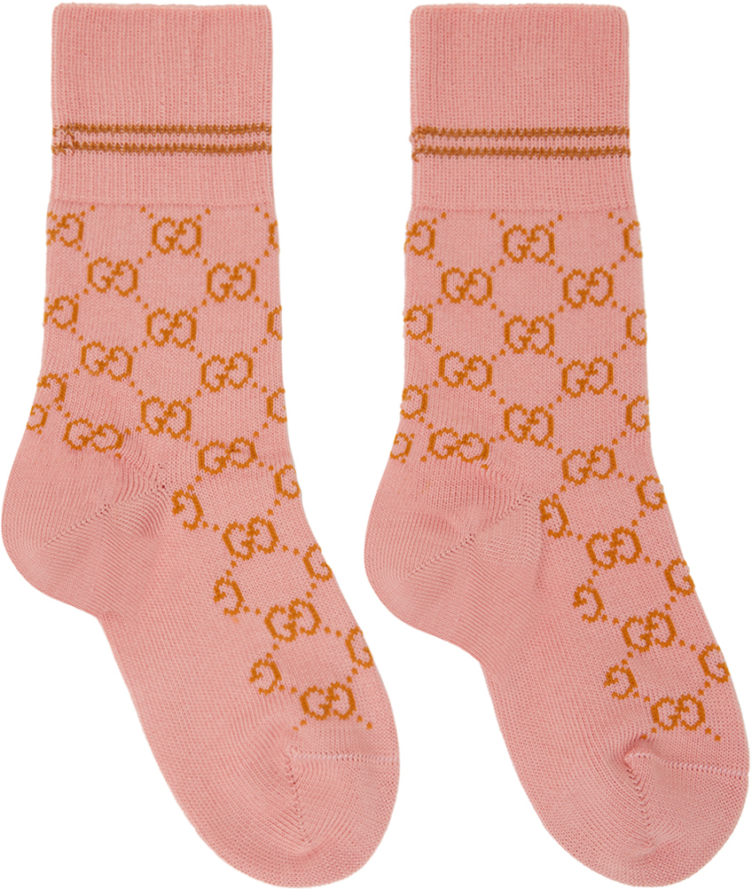 Розовые носки с узором GG Gucci