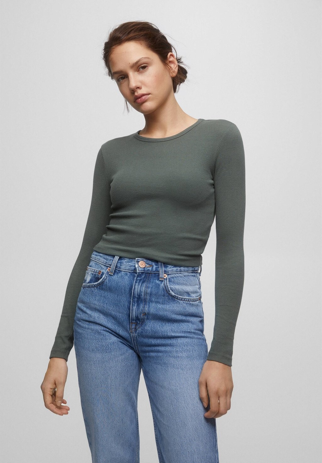 

Рубашка с длинным рукавом PULL&BEAR, темно-зеленый