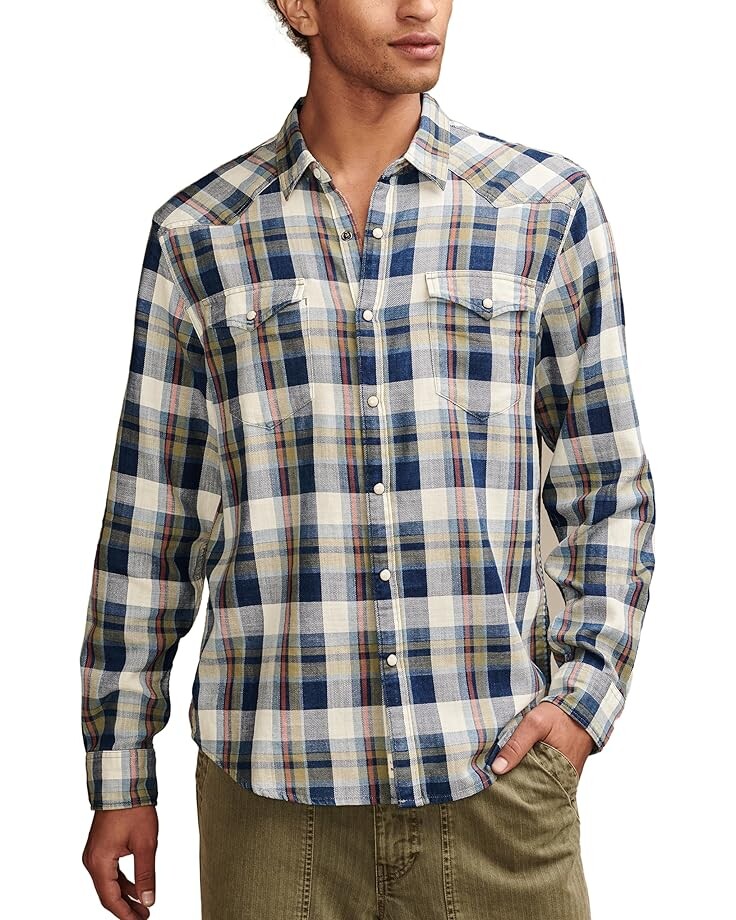 

Рубашка Lucky Brand Plaid Indigo Western Shirt, цвет Indigo/Green