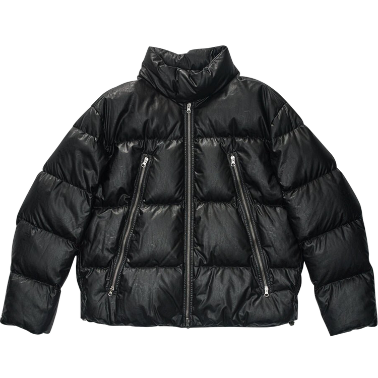 Куртка MM6 Maison Margiela Faux Leather Puffer 'Black', черный куртка zara kids faux leather puffer черный