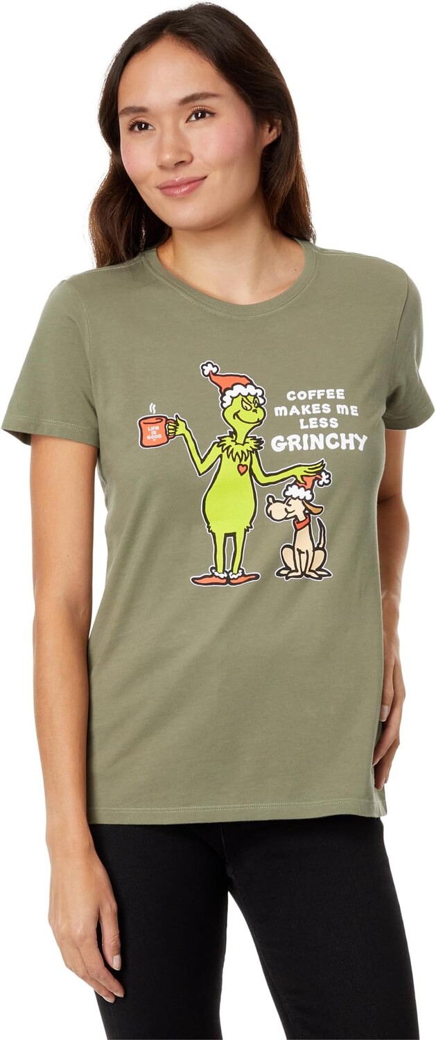 

Футболка Vintage Less Grinchy Coffee с короткими рукавами Crusher Life is Good, цвет Moss Green