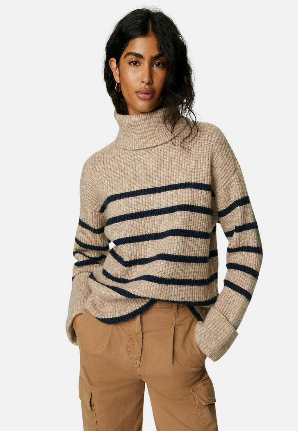 

Свитер Recycled Blend Striped Roll Neck Pullover Marks & Spencer, цвет mocha mix