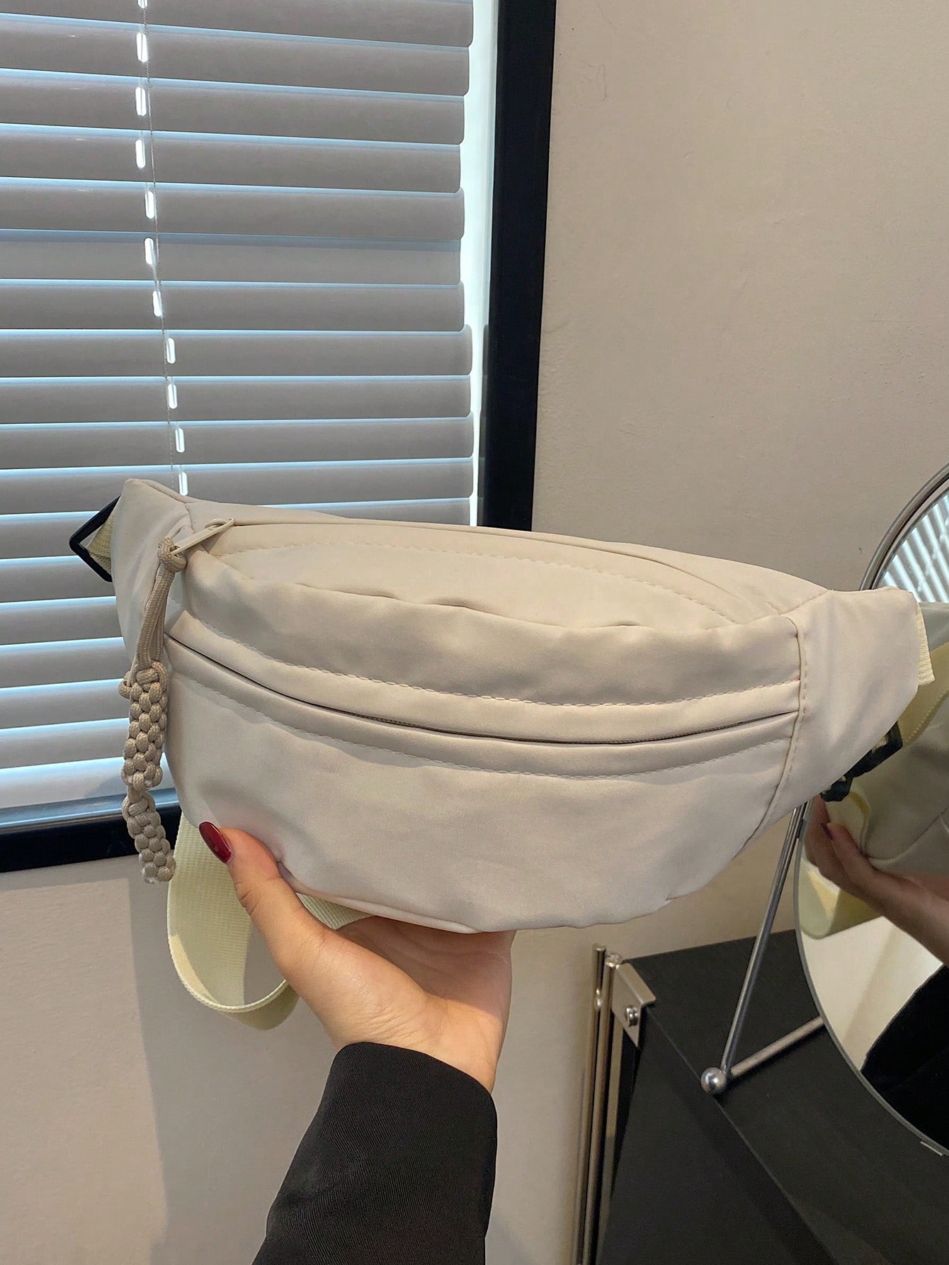 Модная нейлоновая сумка через плечо, бежевый стильная женская поясная сумка из искусственной кожи однотонная нагрудная сумочка с принтом момо для занятий спортом на открытом воздухе