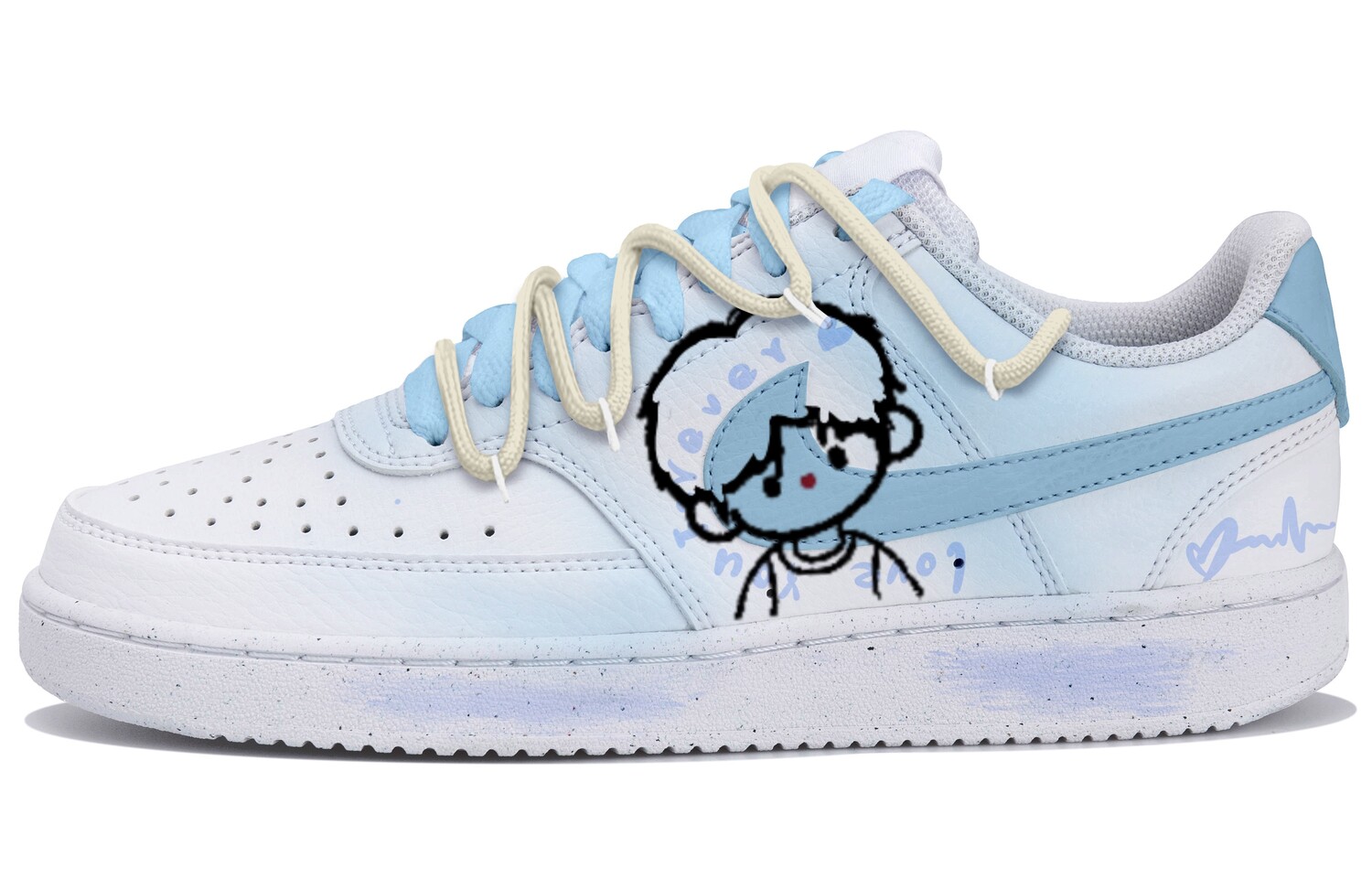 

Кроссовки Nike Court Vision 1 Skateboarding Shoes Women's Low-top White/blue, белый/синий