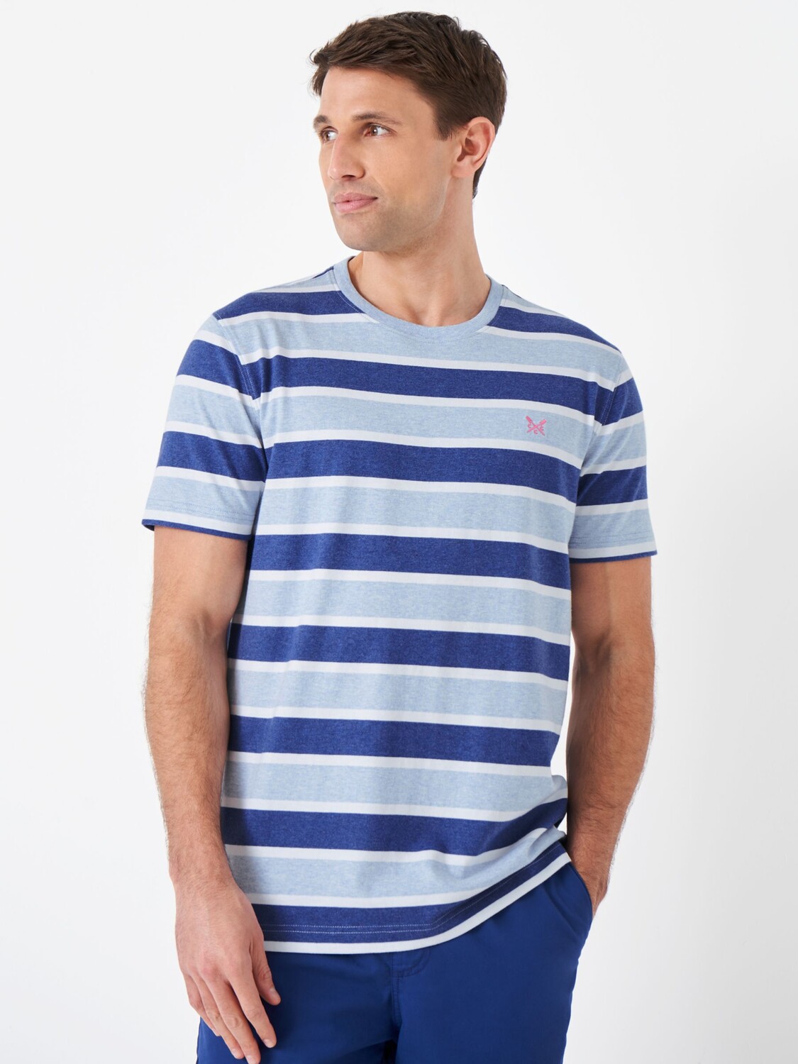 

Crew Clothing Хлопковая футболка в полоску Haxby, синяя