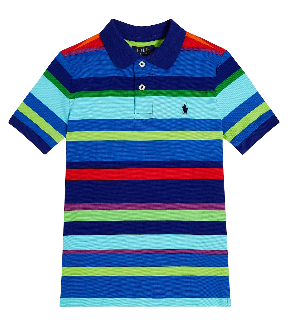 Рубашка-поло из хлопка в полоску Polo Ralph Lauren, разноцветный