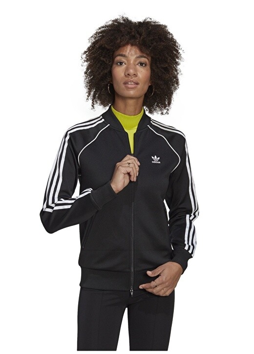 

Черно-белая женская куртка на молнии Adidas, Черный