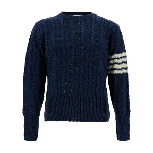 

Пулловер twist cable classic crew neck pullover in donegal Thom Browne, черный