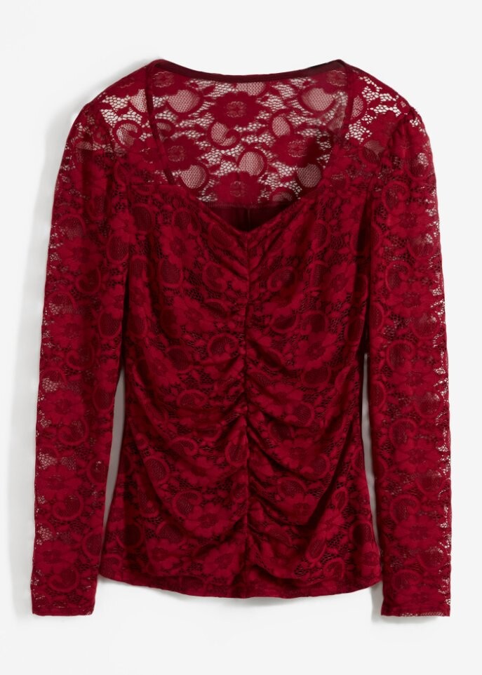 

Рубашка с длинным рукавом и кружевом Bodyflirt Boutique, красный