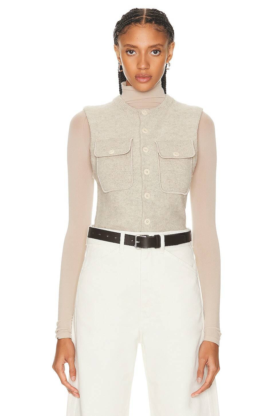 

Кардиган Lemaire Sleeveless Fitted, цвет Chalk