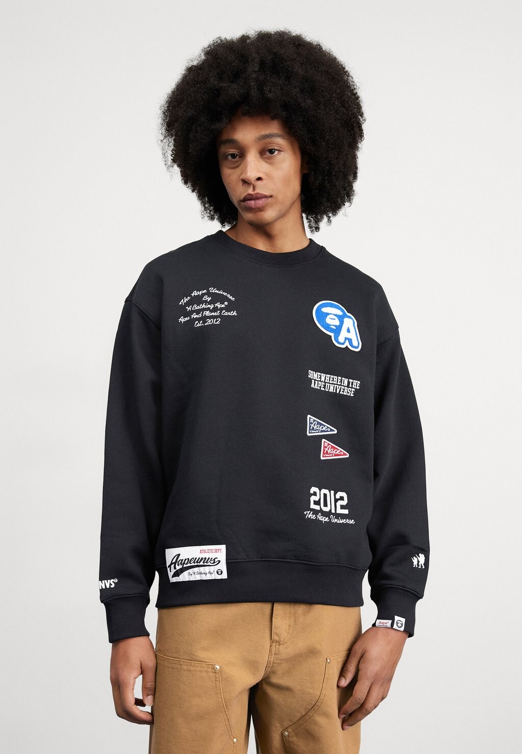

Толстовка CREW NECK AAPE By A Bathing Ape, цвет black