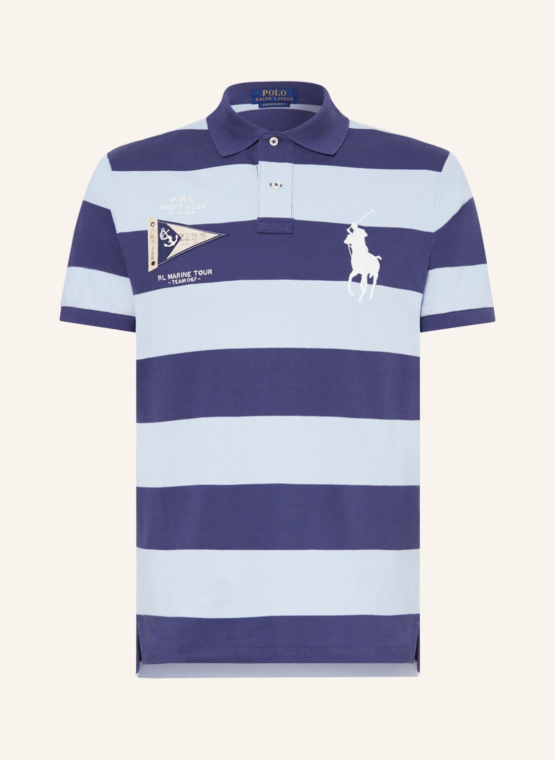 

Рубашка поло POLO RALPH LAUREN Piqué Custom Slim Fit, светло-синий