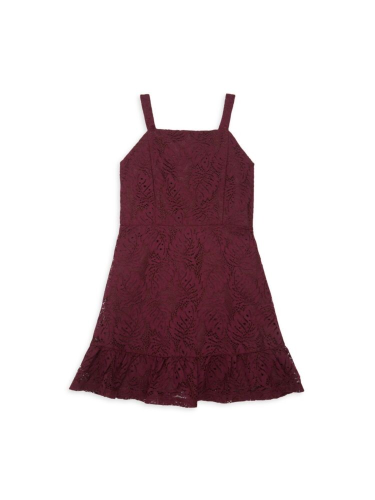 

Кружевное платье с расклешенной юбкой для девочек Zac Posen, цвет Burgundy