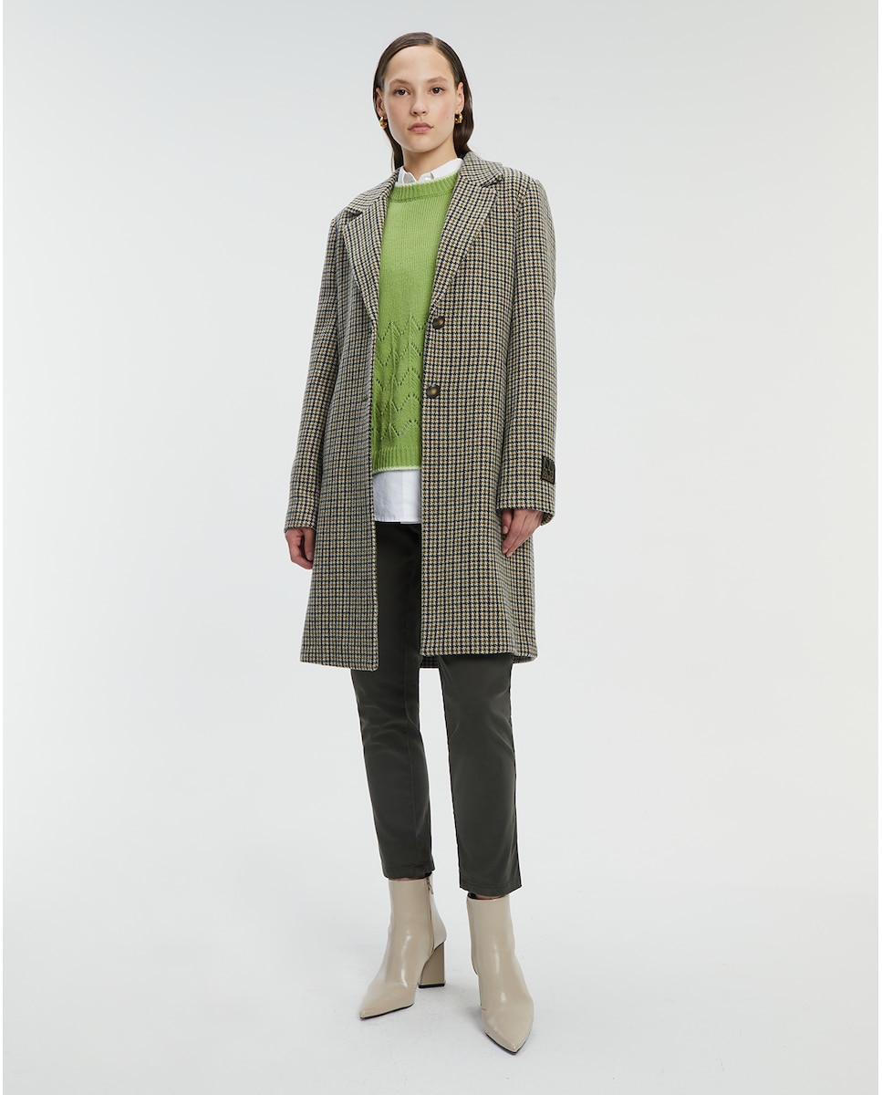 цена Женское тканевое пальто с клетчатым принтом на подкладке Andam, зеленый