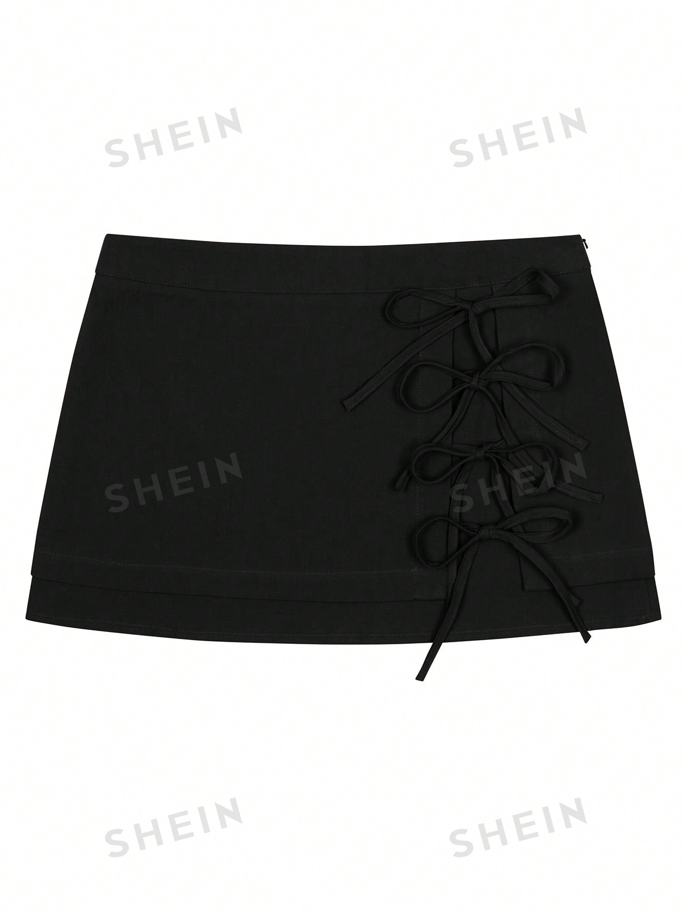 SHEIN EZwear Однотонная юбка-миди с бантом, черный