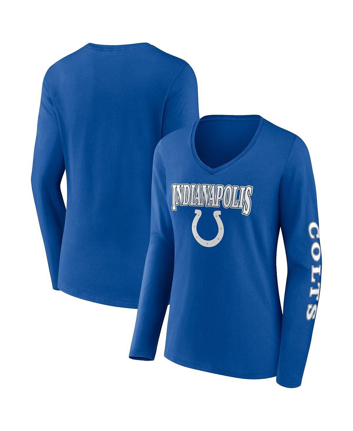 

Женская фирменная футболка с длинными рукавами и v-образным вырезом Royal Indianapolis Colts Wordmark Fanatics