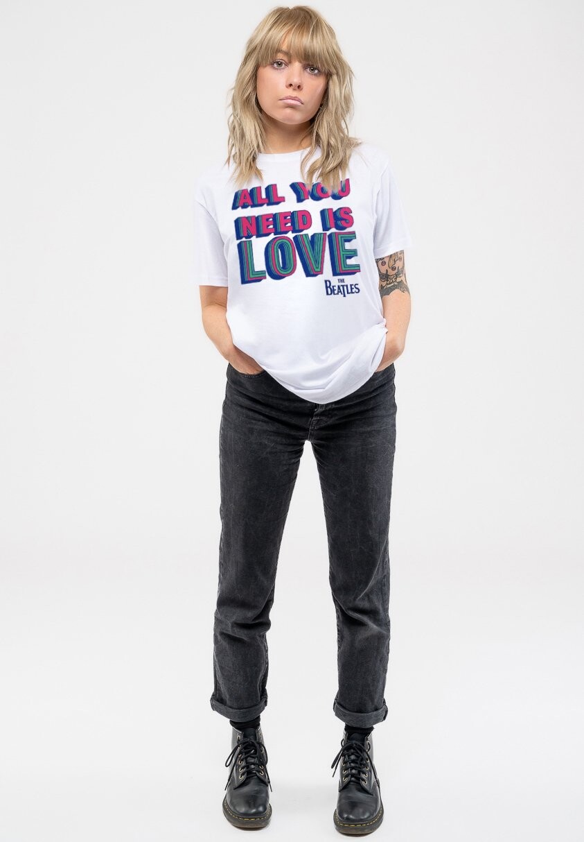 

Футболка с принтом THE BEATLES ALL YOU NEED IS LOVE BOYFRIEND FIT Paradiso Clothing, белый