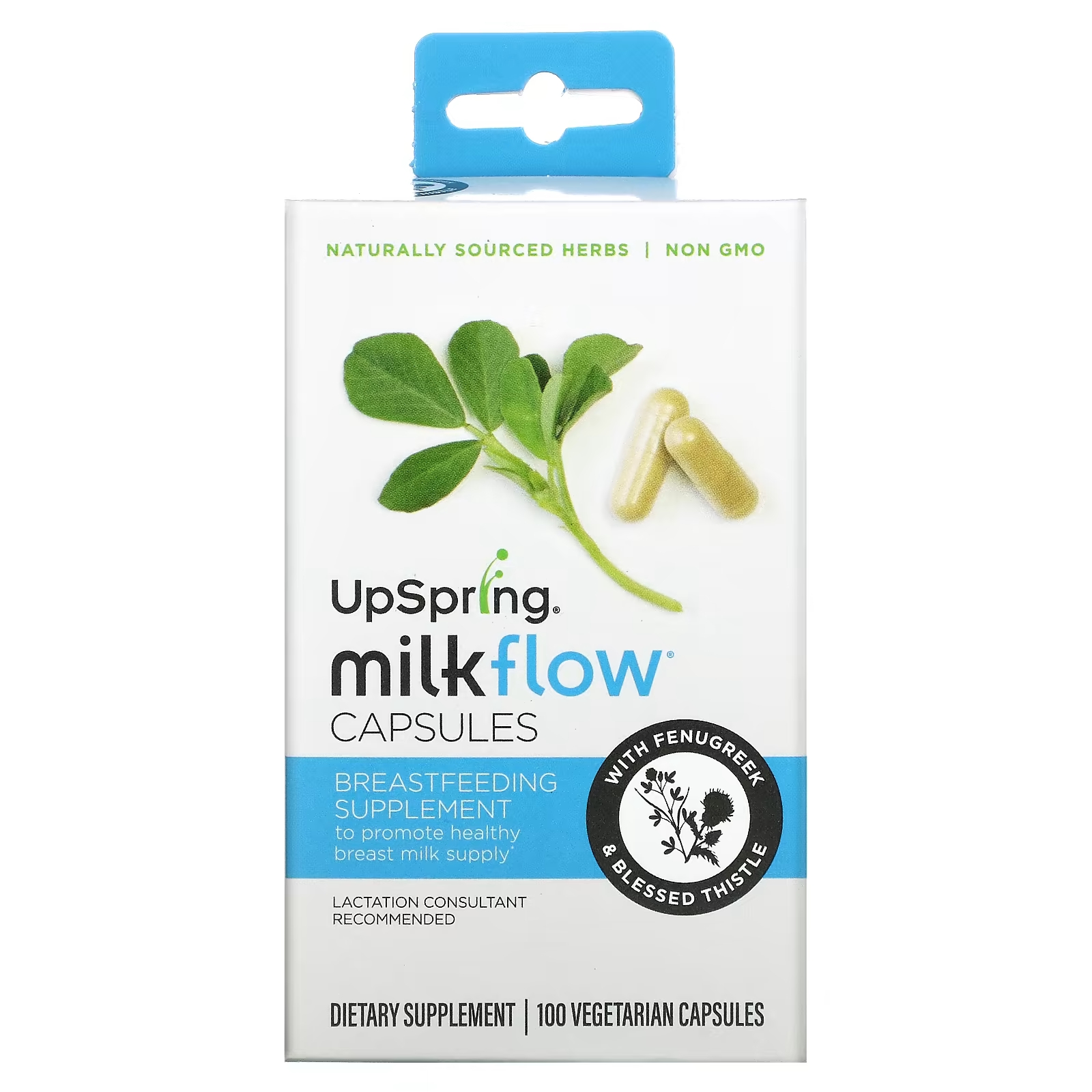 Пажитник и чертополох UpSpring Milkflow, 100 вегетарианских капсул