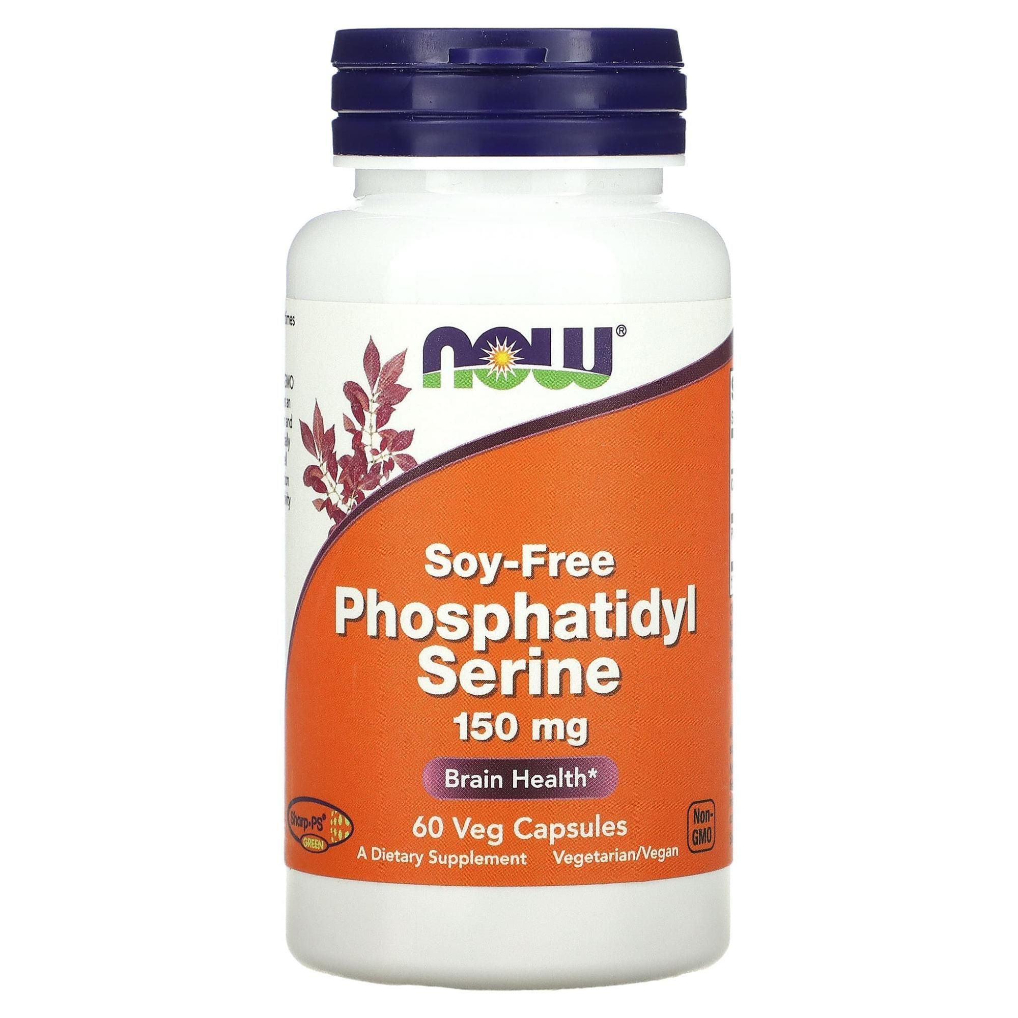 NOW Foods Фосфатидилсерин без сои 150 мг 60 растительных капсул
