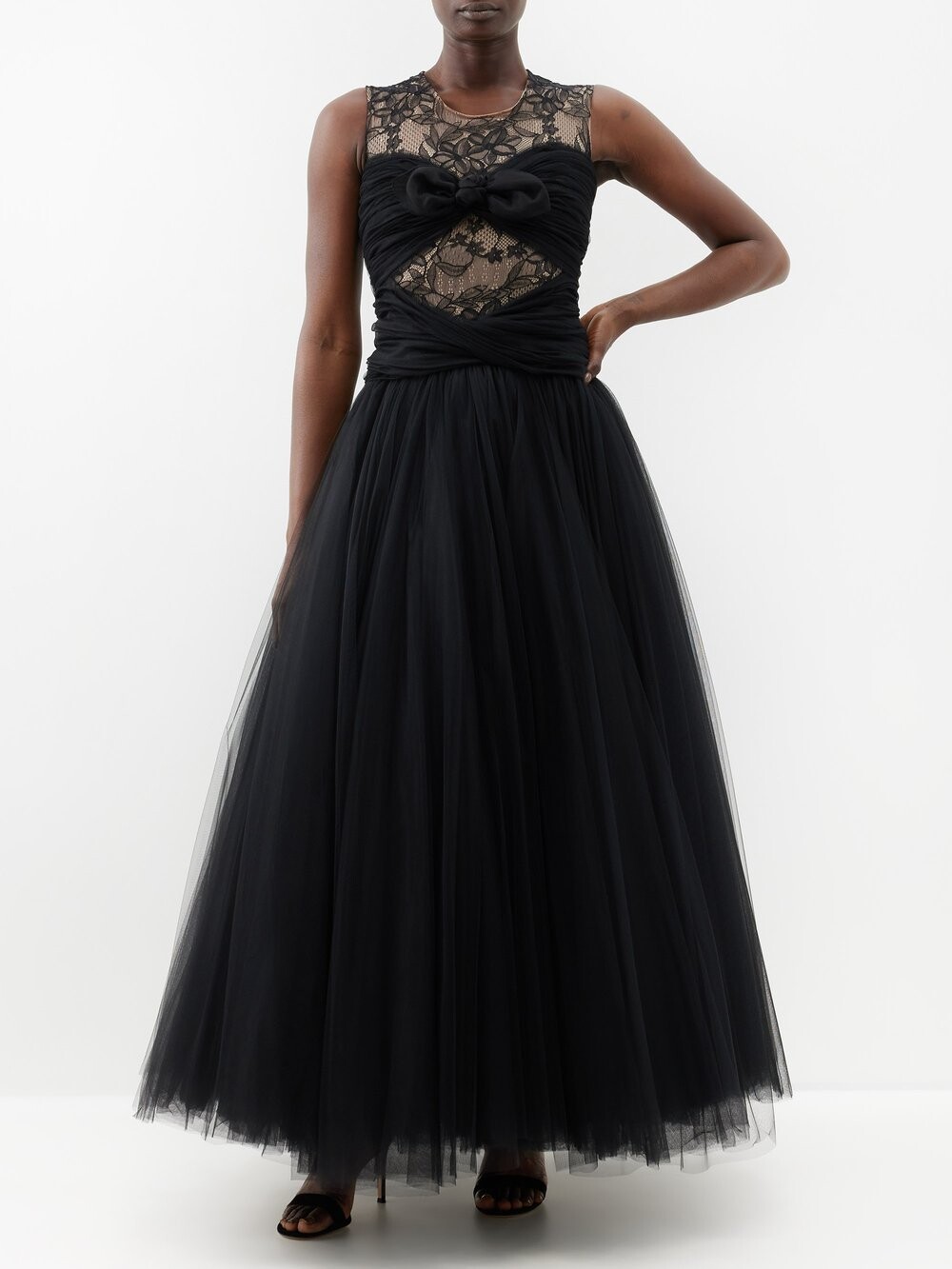 

Платье из тюля и кружева шантильи Giambattista Valli, черный