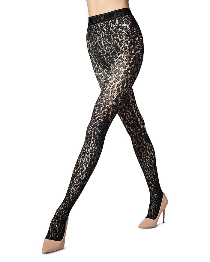 

Кружевные колготки с леопардовым принтом Wolford, черный