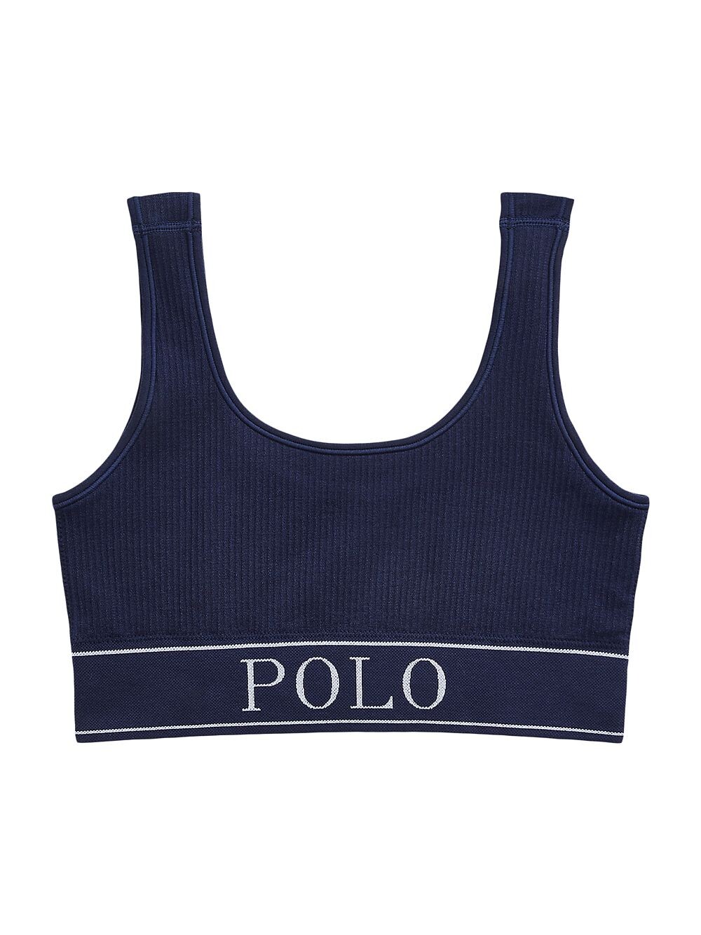 

Укороченный топ в рубчик с логотипом Polo Ralph Lauren, нави