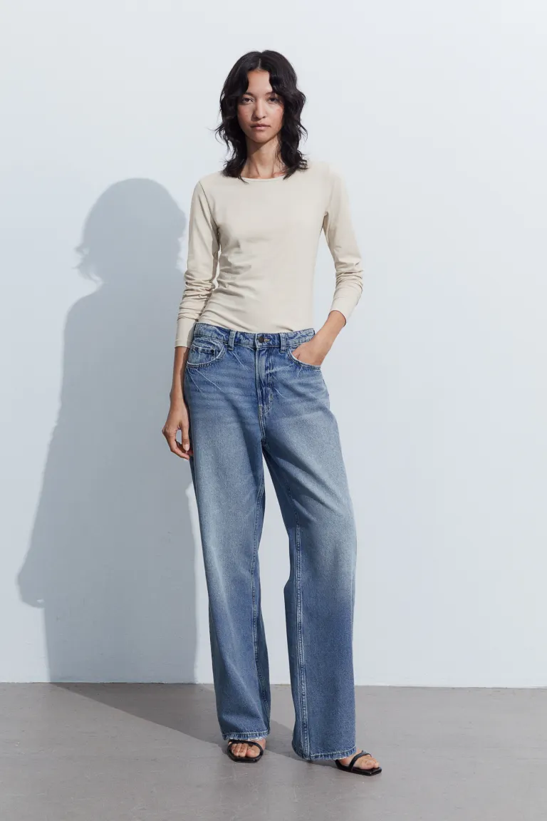 

Блузка из джерси с длинными рукавами H&M, бежевый