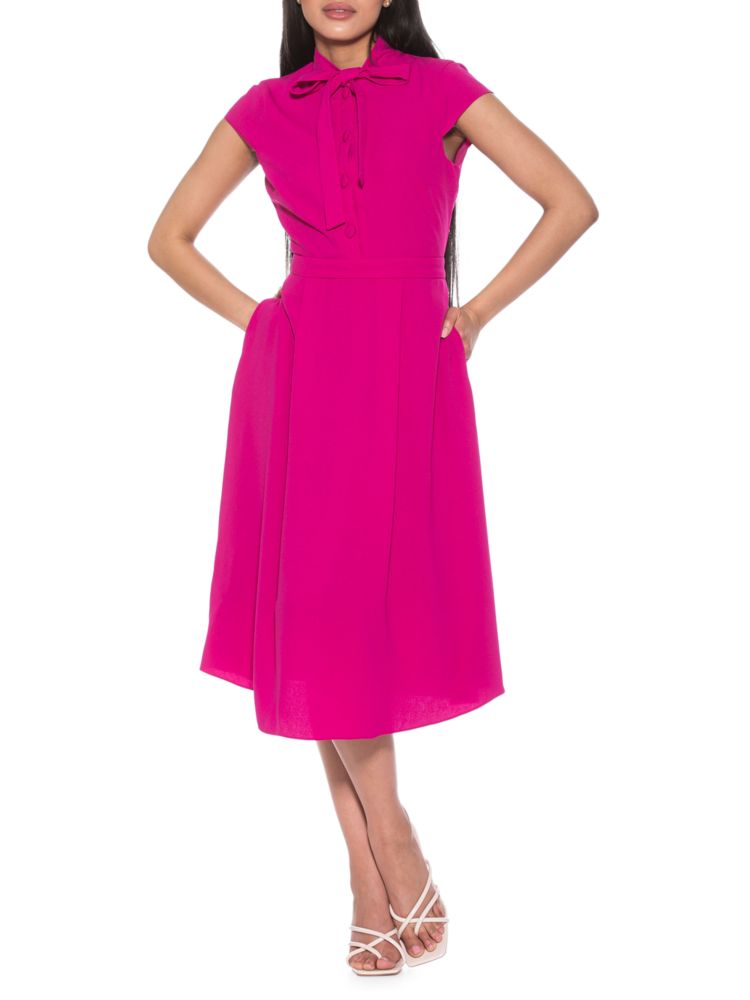 Расклешенное платье Kidman с воротником-стойкой Alexia Admor, цвет Hot Pink