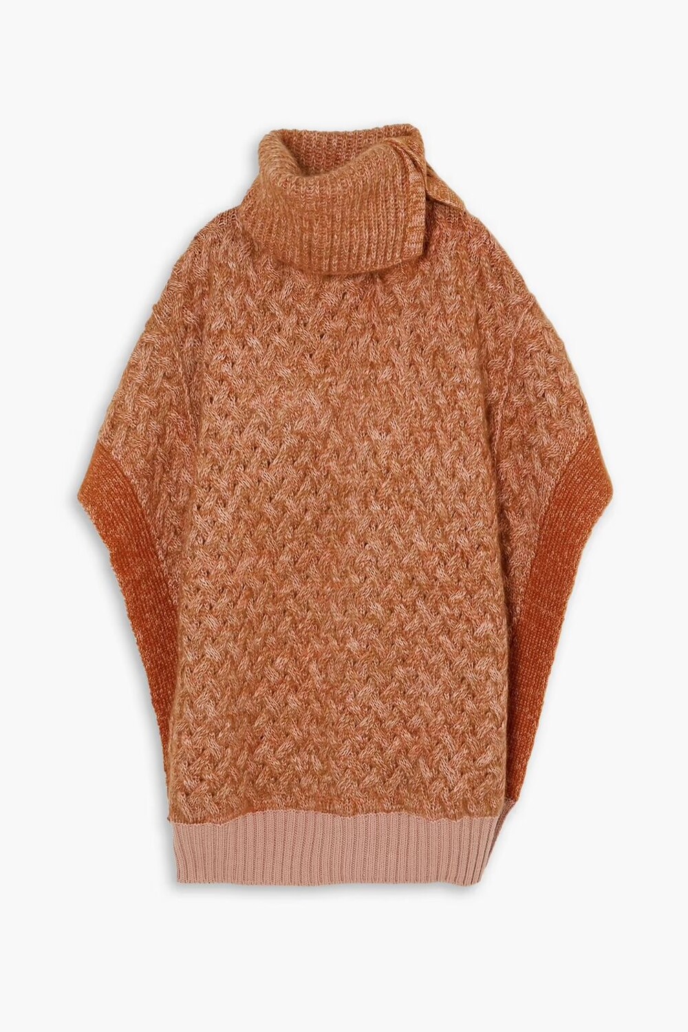 

Пончо из смесовой шерсти меланжевой вязки с высоким воротником Chloé, коричневый