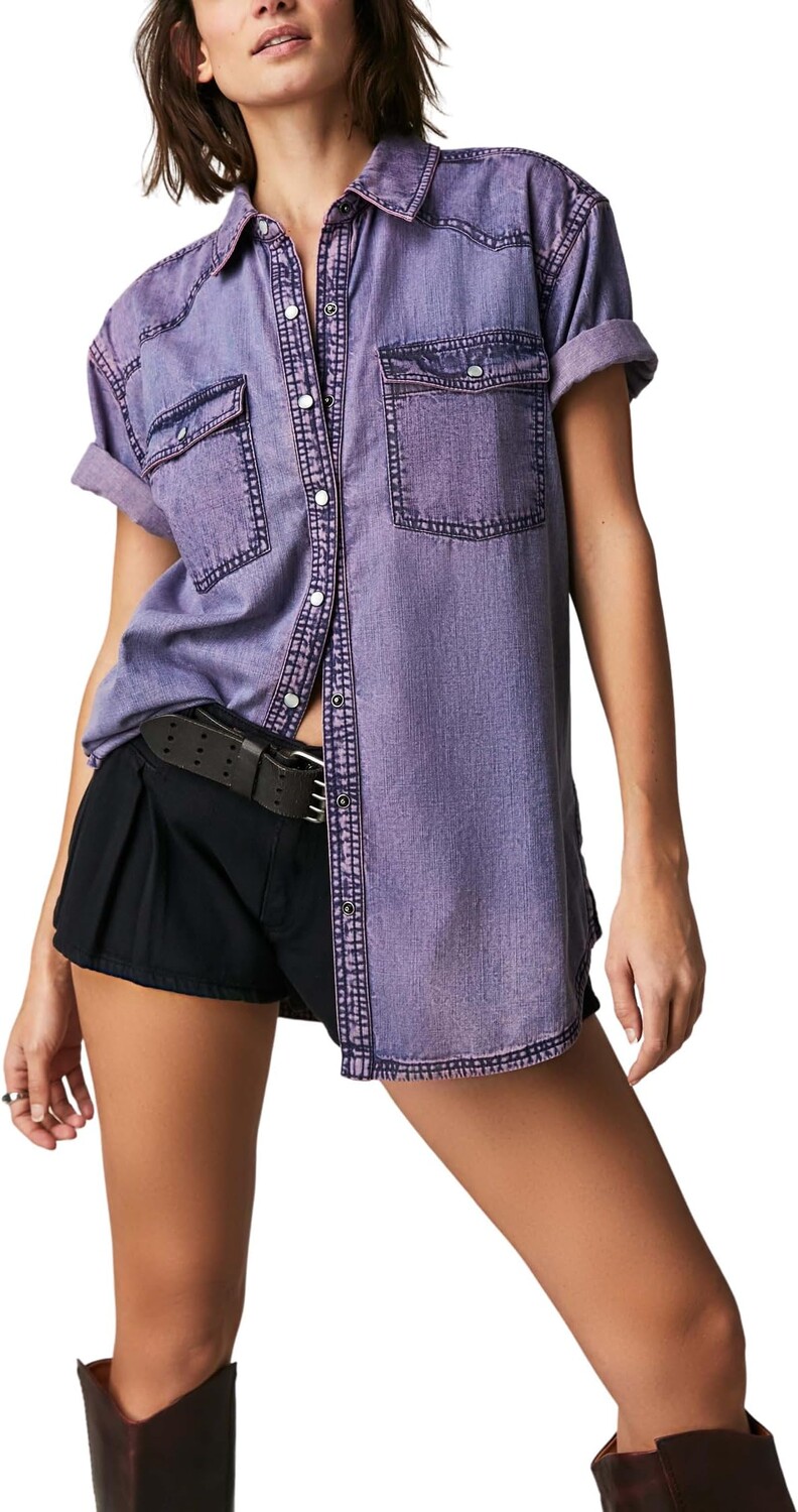 

Короткая джинсовая ткань Free People, цвет Orchid Overdye