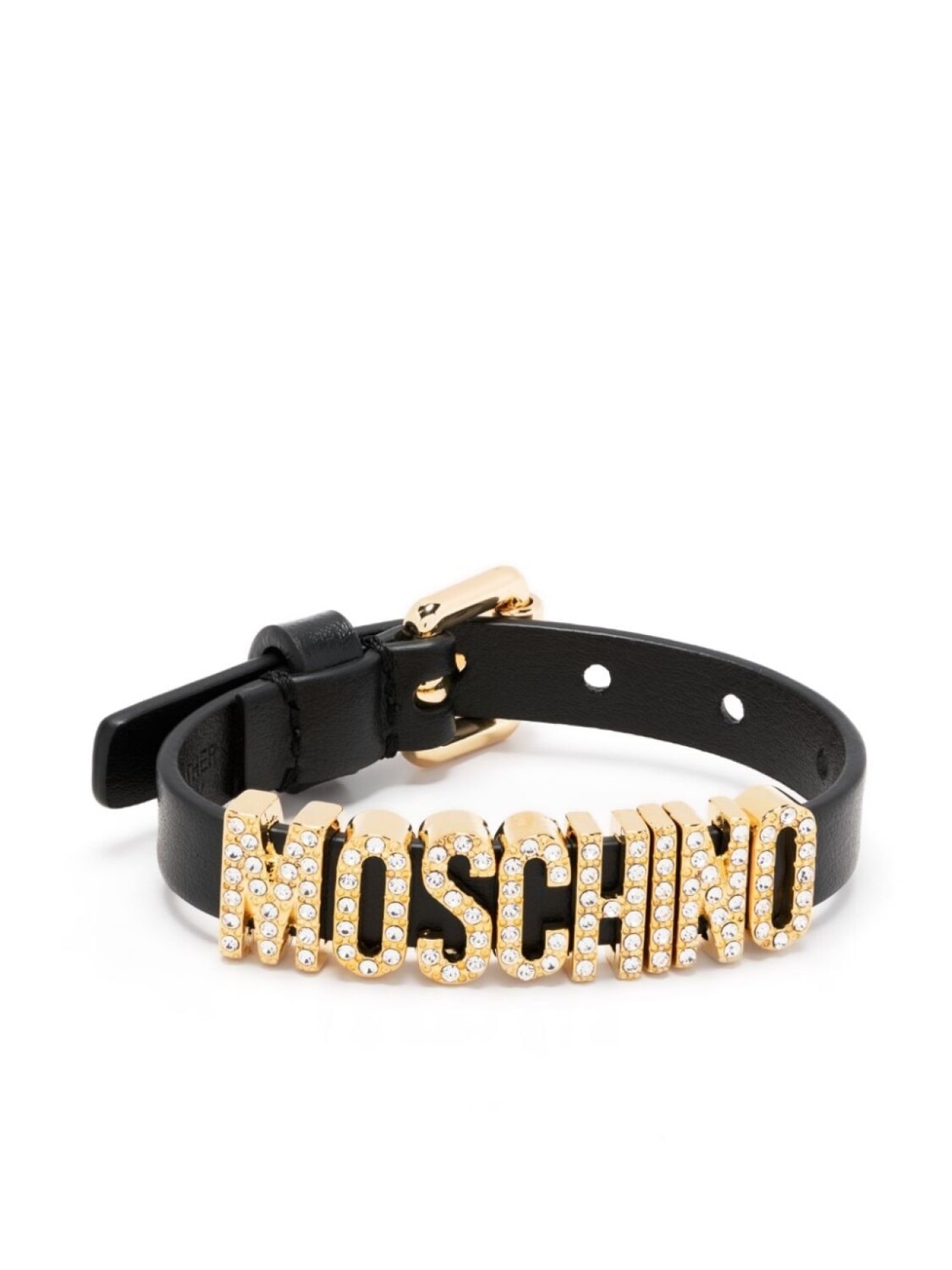 

Кожаный браслет с логотипом Moschino, черный