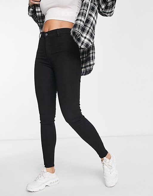 

Черные суперузкие джинсы с завышенной талией Pull&Bear
