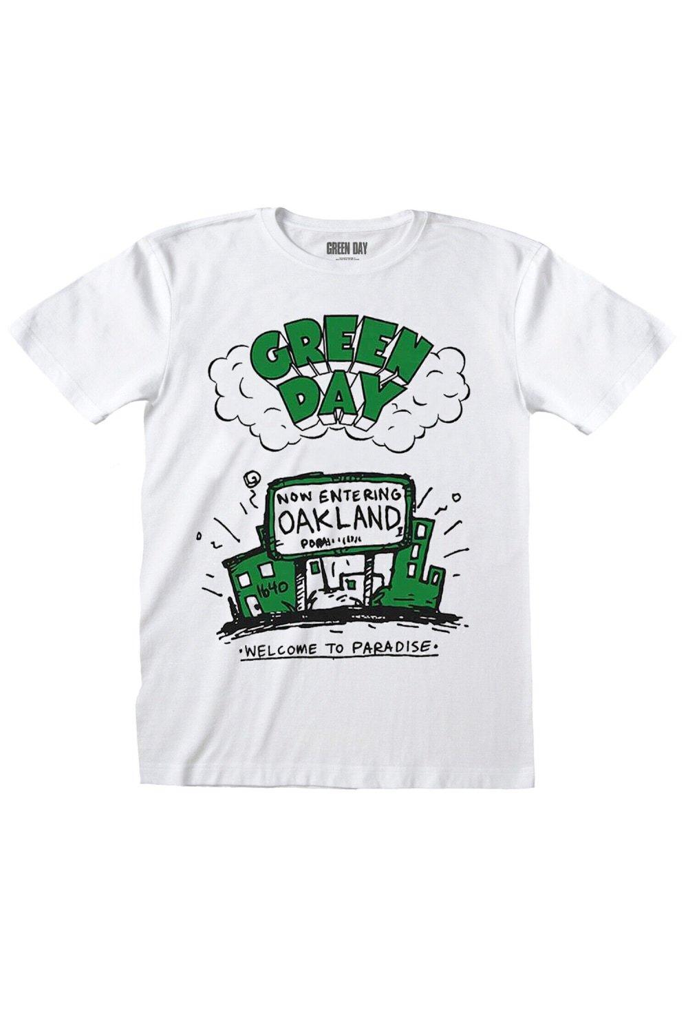 патрик лора добро пожаловать в рай Хлопковая футболка «Добро пожаловать в рай» Green Day, белый