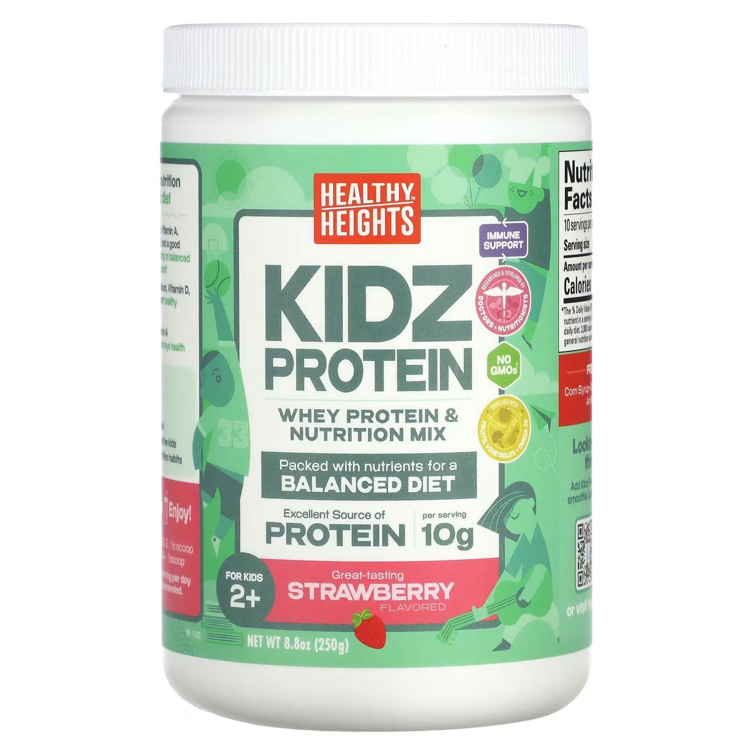 

Kidz Protein, для детей от 2 лет, клубника, 8,8 унции (250 г) Healthy Heights