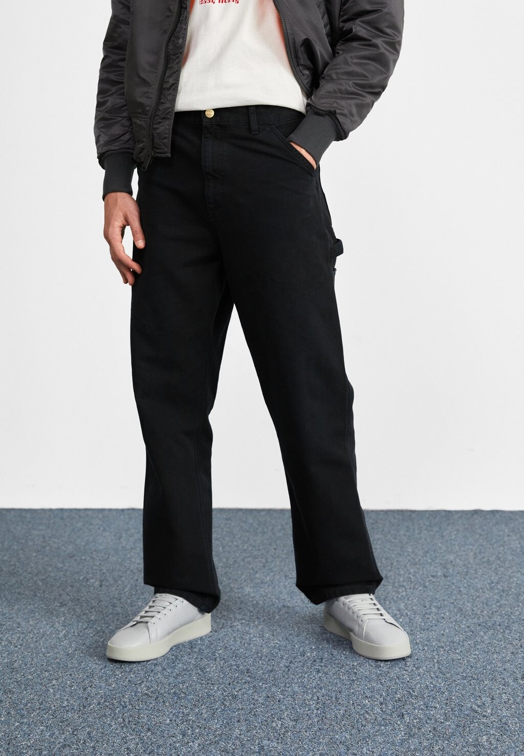 Брюки Single Knee Pant Carhartt WIP, цвет black aged canvas