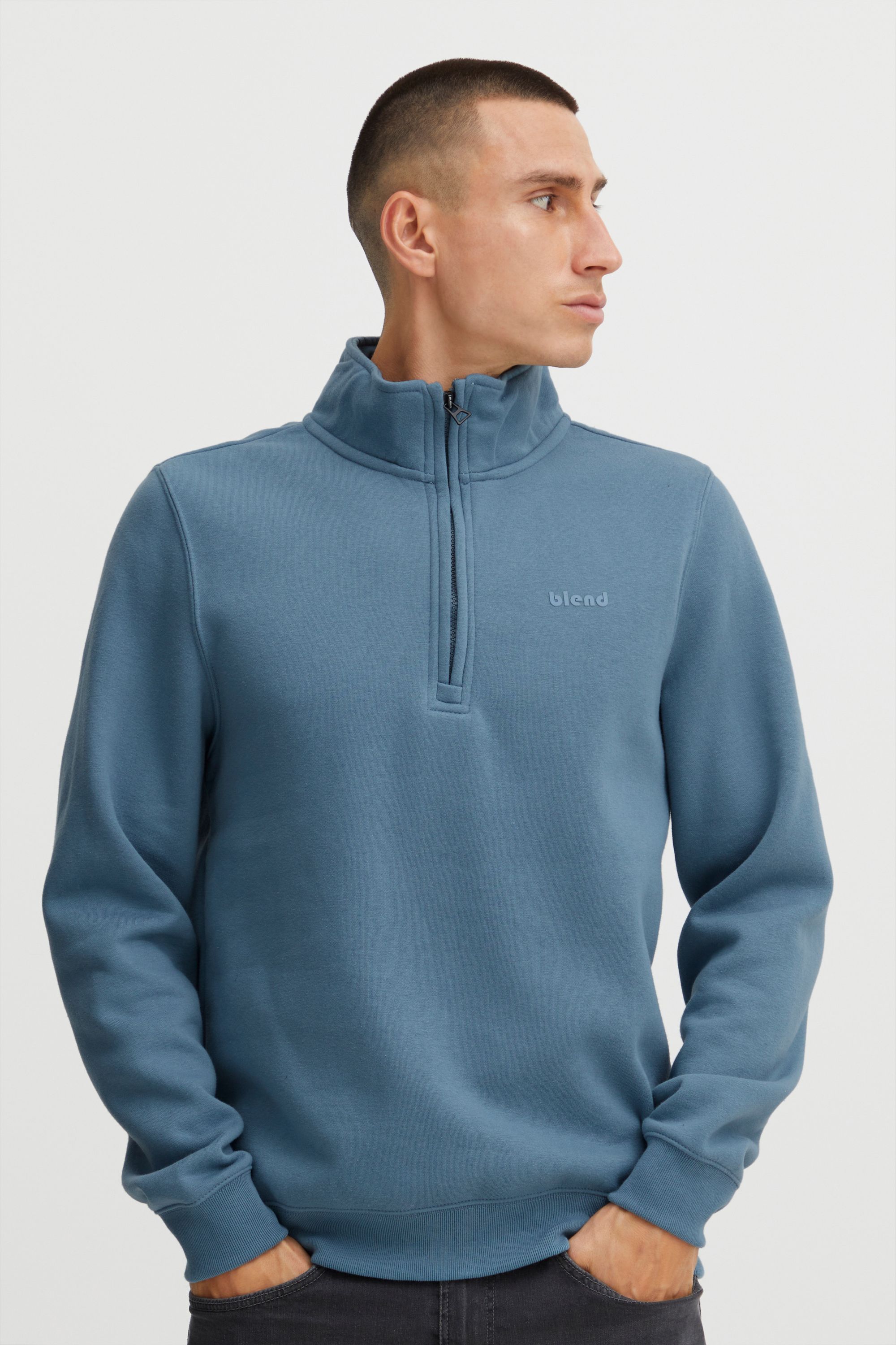 Пуловер BLEND Troyer Halfzip sweatshirt 20714493, синий