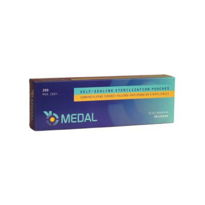 Пакеты для стерилизации из фольги и бумаги 90х260 мм, Медаль 200 шт., Medal