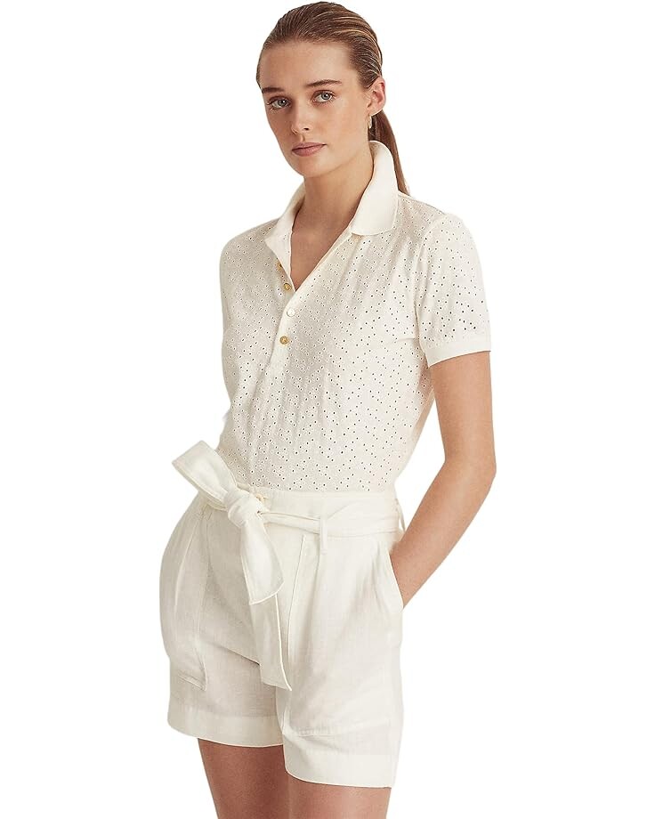 

Поло LAUREN Ralph Lauren Eyelet Jersey, белый