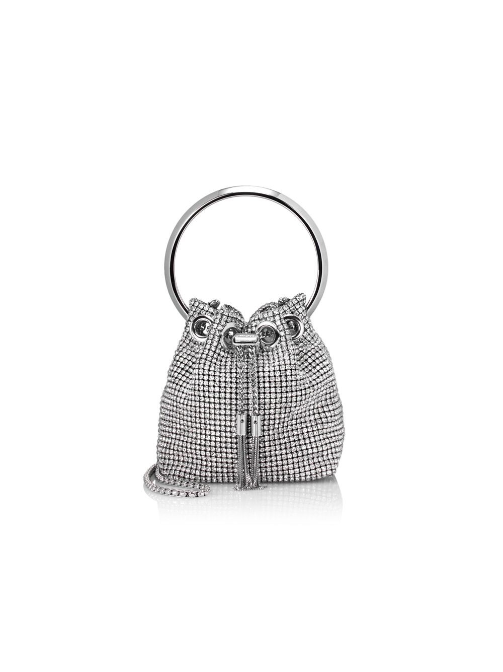 

Сетчатая сумка-мешок Bon Bon с кристаллами Micro Bon Jimmy Choo, серебряный